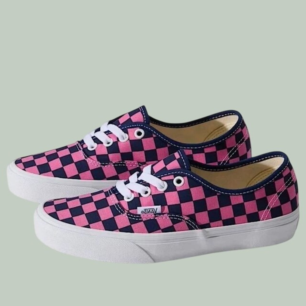Vans Authentic Checkerboard Deep Indigo Blue Fizz Pink Women 10.5/Men's 9 NEW